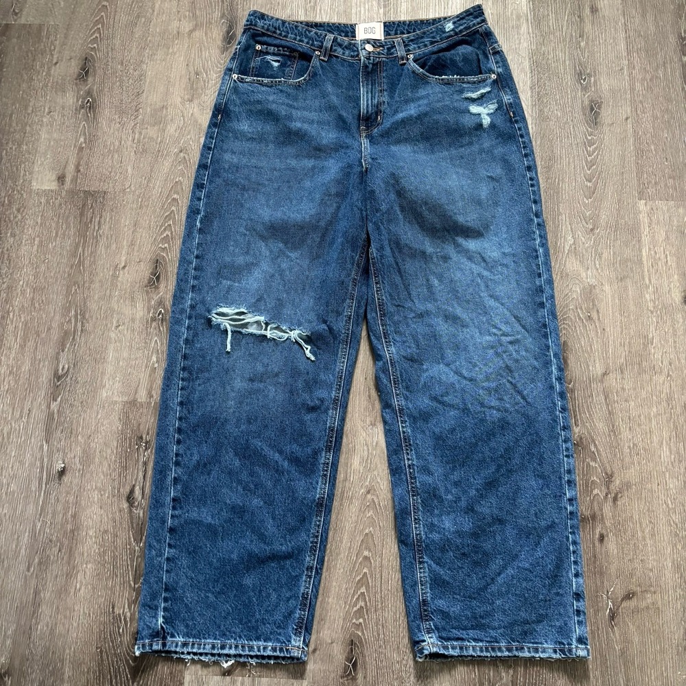 BDG Urban Outfitters Women's 33 Tapered Baggy Distressed Blue‎ Jeans